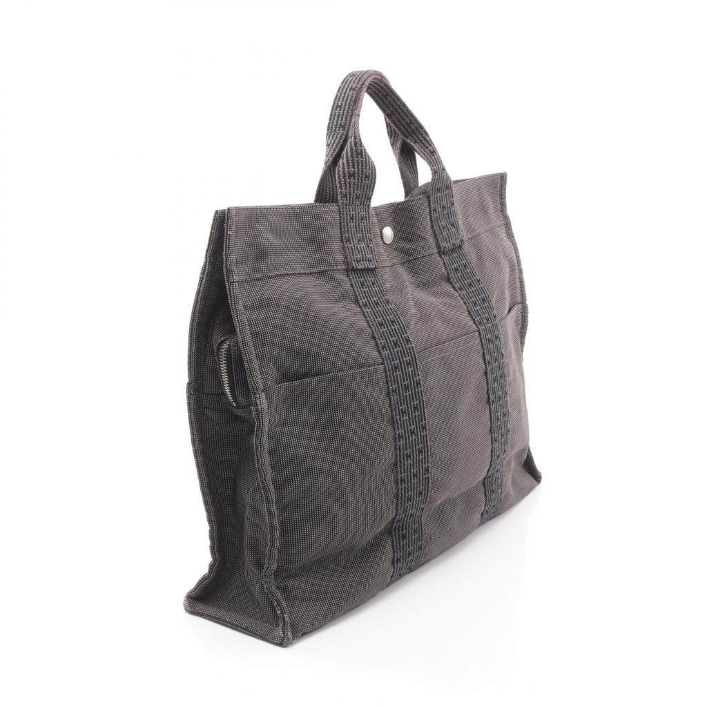 Used HERMES HerlineMM Tote Bag Nylon canvas Gray Used unisex