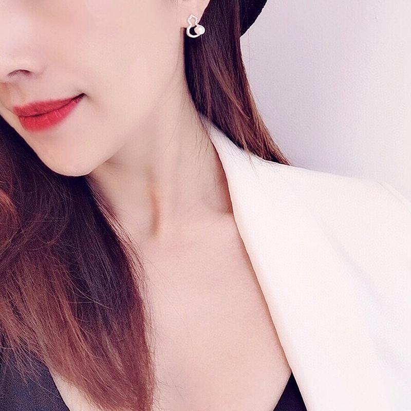French simple full diamond zircon gourd stud earrings ins niche high-end 11k gold injection natural freshwater pearl earrings