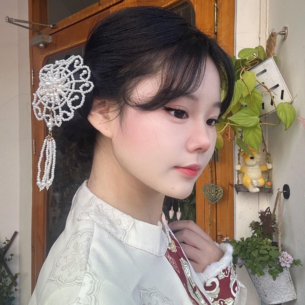 Tassel Cheongsam Headwear Pearl Hanfu Hairpin Elegant Chinese Style Hair Clip  Women