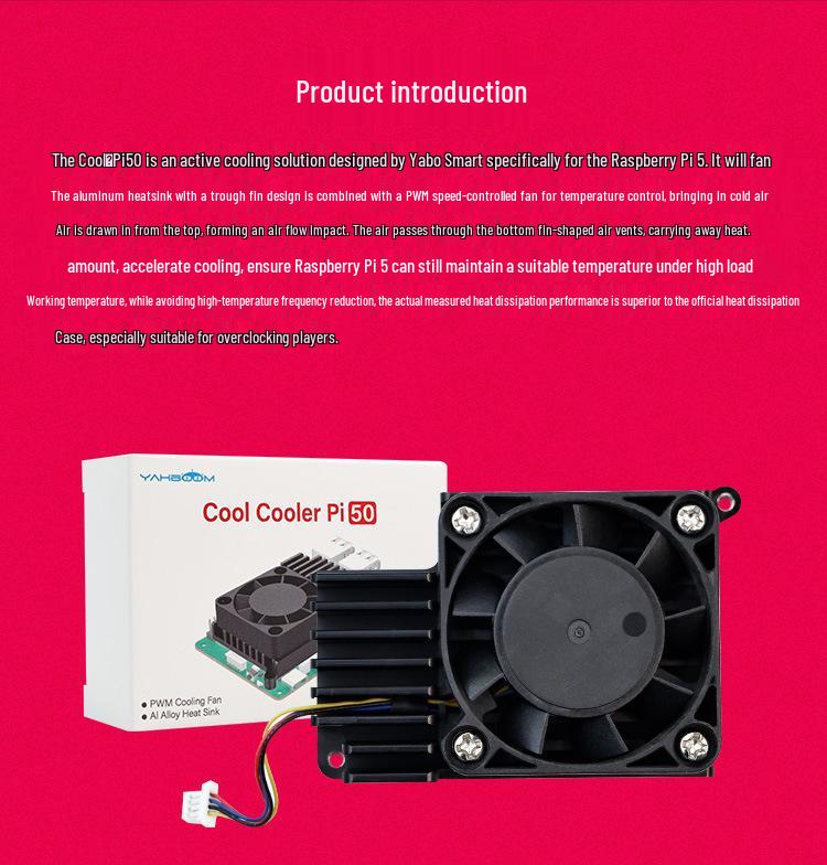 Raspberry Pi 5 Official Heatsink with PWM Fan and Aluminum Shell