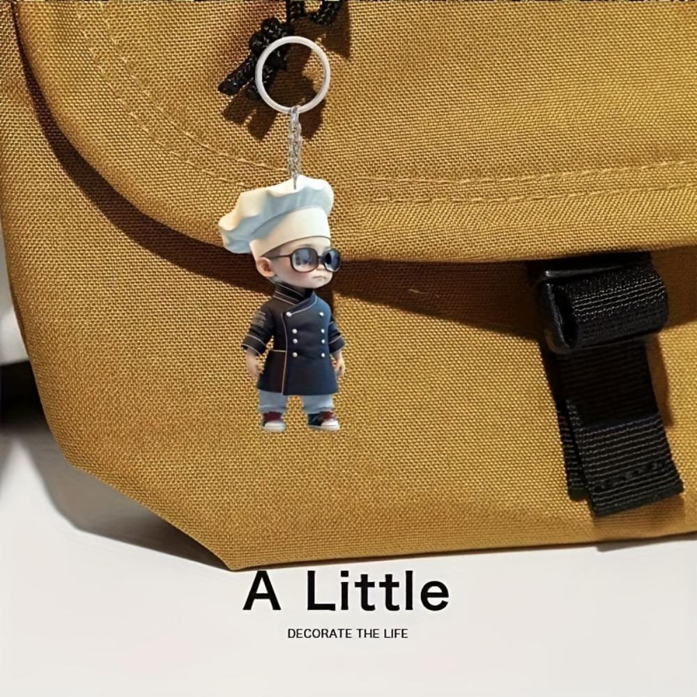 2D Acrylic Chef Flat Theme Keychain Ornaments Christmas, Thanksgiving, Christmas, Birthday Gifts Car Keys Backpack Decorative Pendants