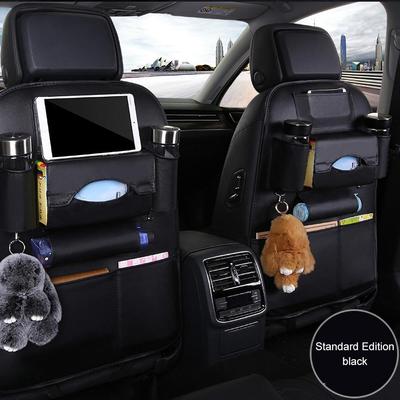 Seat Back Storage Hanging Bag Car PU Leather Multifunction Protector Backseat Organizer