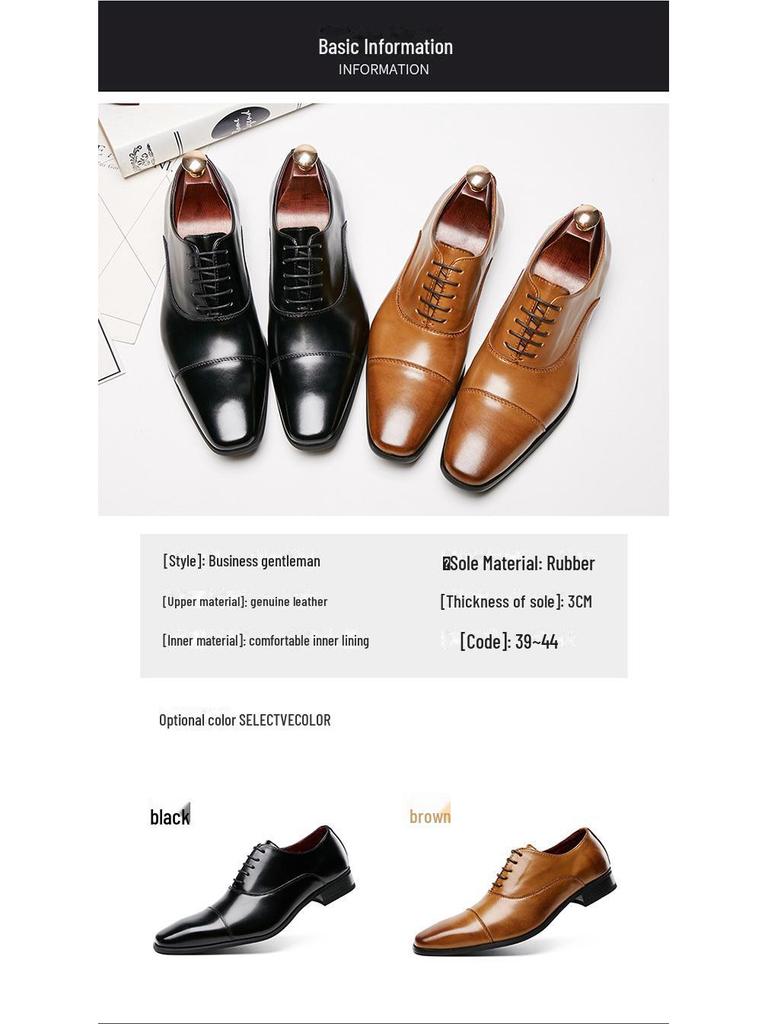 2024 Men's Formal Japanese Leather Oxford Lace-Up Shoes for Weddings & Business Attire