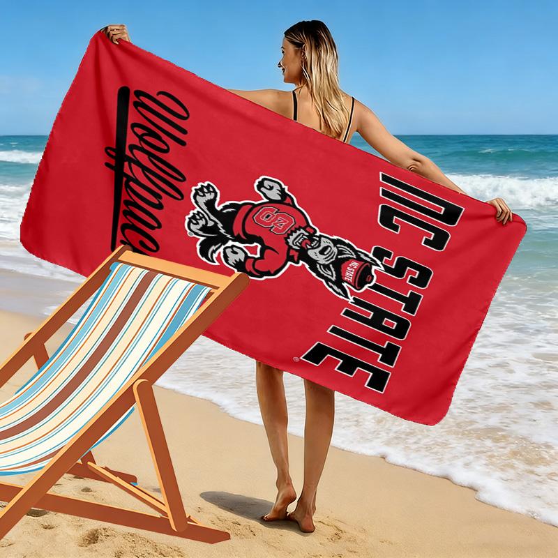 Serviette de plage Wolfpack de l'État de Caroline du Nord, Grande Serviette Douce à Séchage Rapide pour Plage Camping Natation