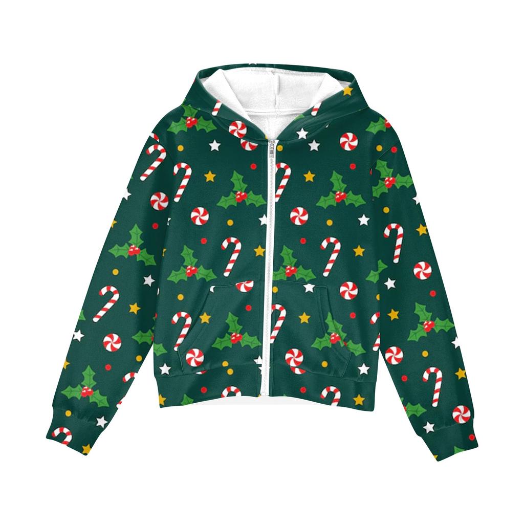 Children's Fashion Christmas Printed Long Sleeved Hooded Sweatshirt, Girls' Hoodie Jacket