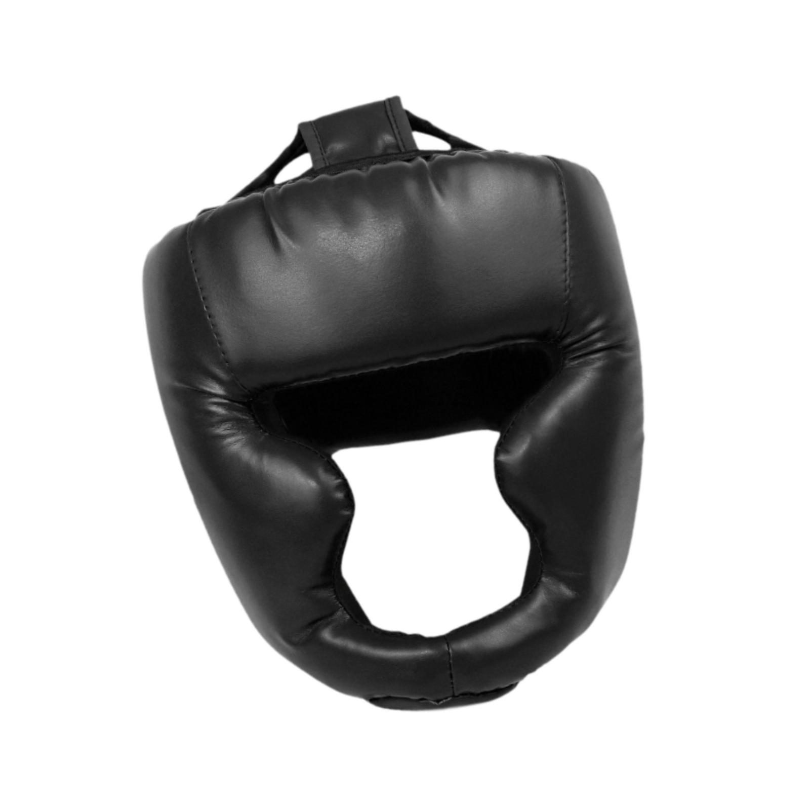 

PU Leather Boxing Helmet Karate Muay Thai Sanda Training Adults Head Guard Protector Full-Covered Thickened Taekwondo Helmets чорний