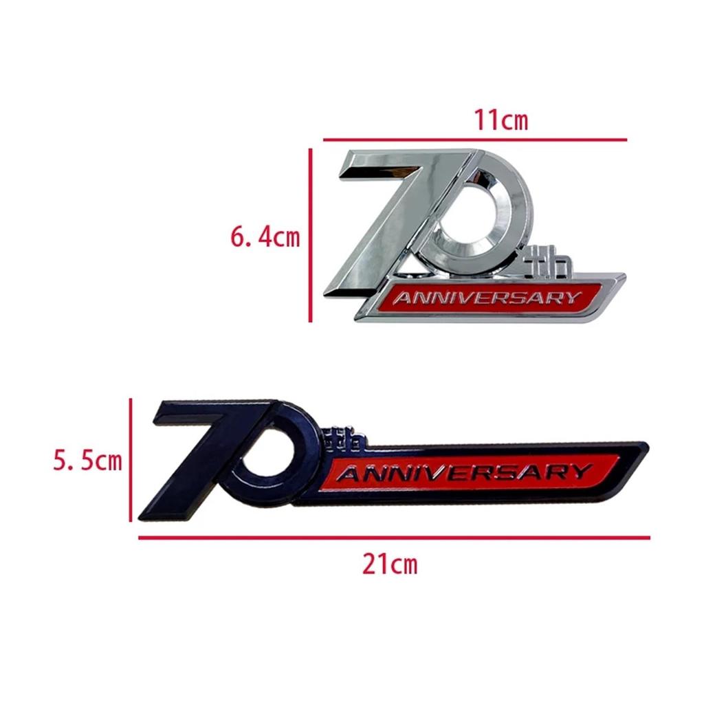3D ABS Logo 70. Jubiläumsemblem Auto Seitenemblem 70. Jubiläum Aufkleber Zubehör (Kurz Chrom Rot)