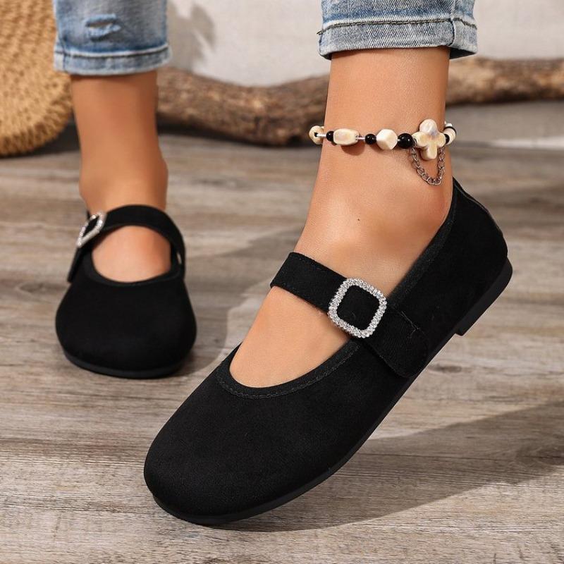 Frosted Word with Mary Jane Shoes Women's Autumn New Round Head Shallow Mouth Single Shoes Flat Sole Single Shoes