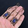 Lapis Lazuli 999 Copper Wire Wrapped Earrings, Handmade Gemstone Earrings Jewelry, Gifts For Wife Brand New Earrings