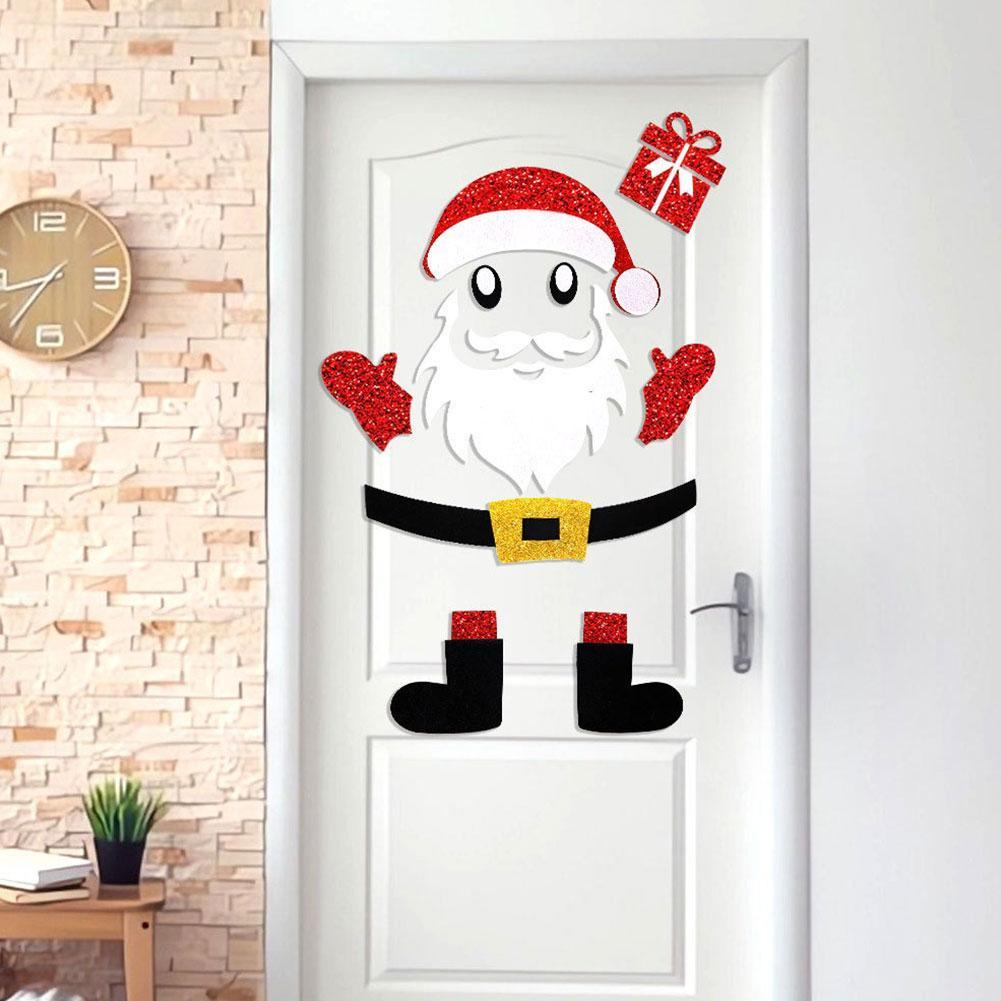Christmas Decorations Door Stickers Cartoon Reindeer Tree Home Merry Window Christmas Claus Dec Q2A4