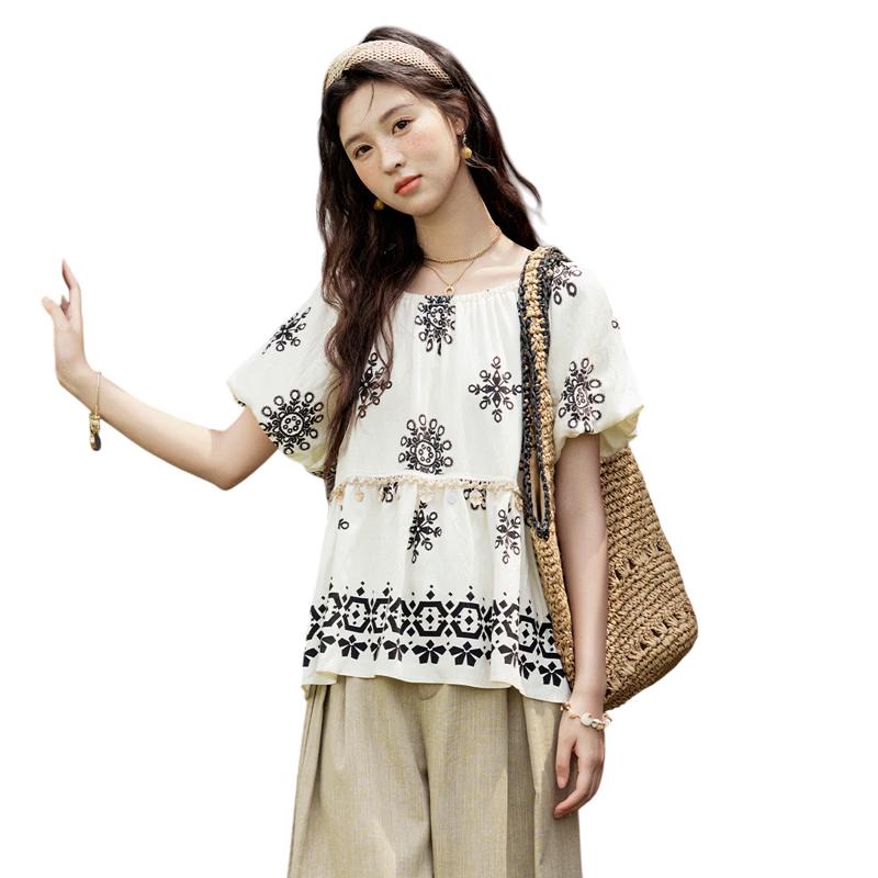 Mishow Women s Bohemian Floral Print Blouse S