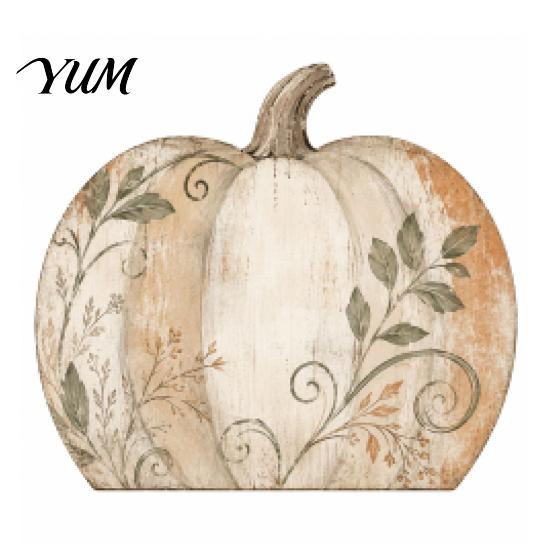 Rustic Pumpkin Decor Thanksgiving Fall Table Decoration, Block Wooden Sign, Autumn Vintage Wood Craft Farmhouse Tabletop Centerpiece for Tiered