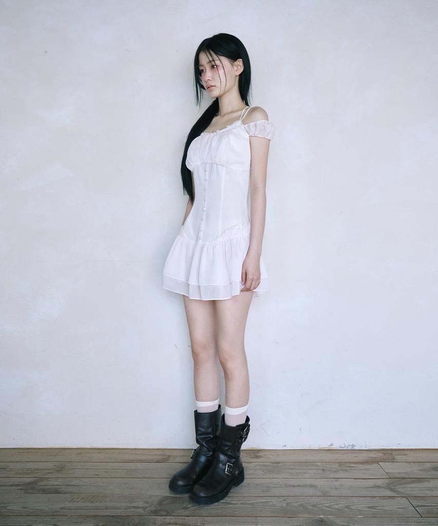 Leijeumiya Nymph Sasha Mini Dress [Beige Pink]