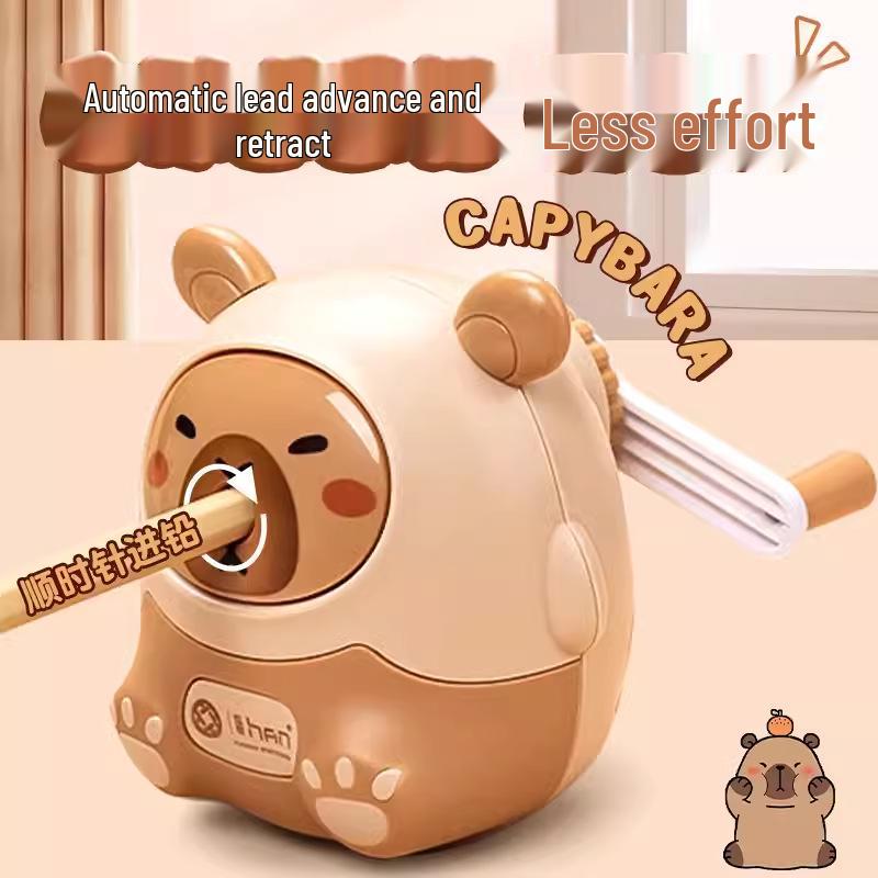 Capybara Cartoon Automatic Hand-Cranked Pencil Sharpener for Students
