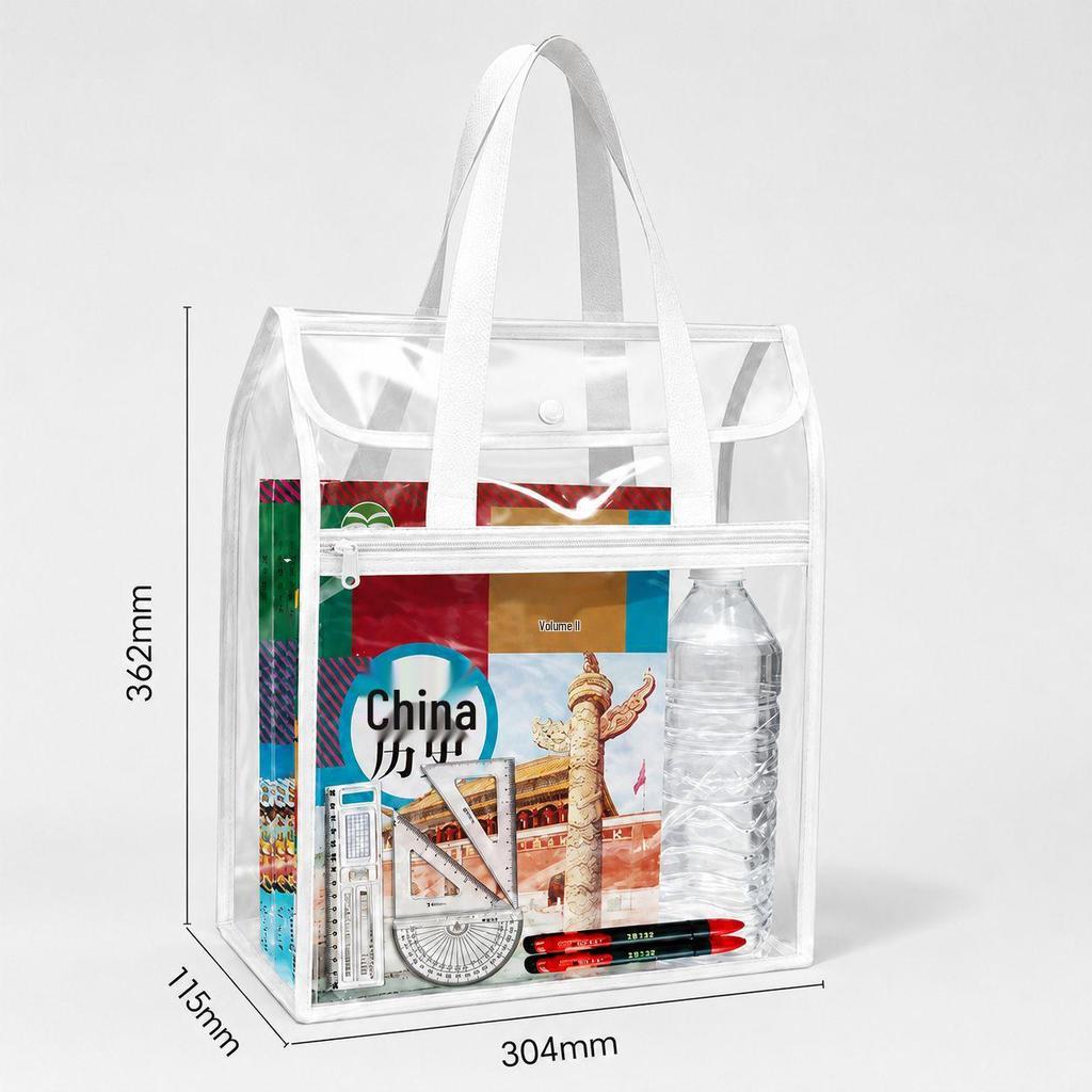A4 Large Capacity Three-Layer File Bag with Transparent Mesh