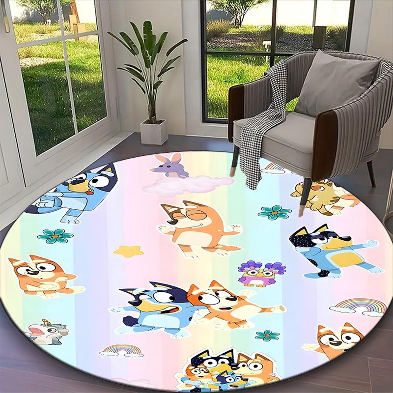 1pc Bluey Rug, Comfortable Printed Home Round Carpet, Cozy Office Chair Rug