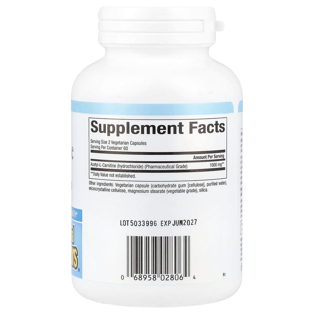 Natural Factors Acetyl-L-Carnitine 500mg Veggie Capsules, 120 Count