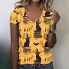 Women's V-Neck Halloween Print Lightweight Top for Spring and Summer