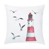 Cartoon Sailing Hot Air Balloon Lighthouse Pattern Cushion Cover Home Living Room Sofa Short Plush Pillow Case X