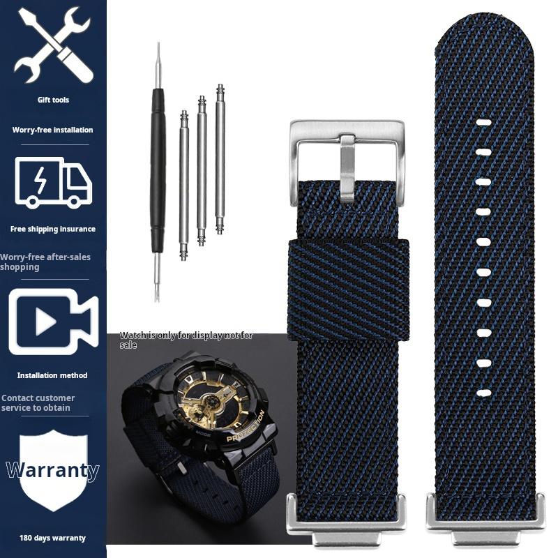 16mm Nylon Strap for Casio DW5600 GWM5610 GA110 GA2100 GA-700 Men's Outdoor Sports Watch Band Modified Metal Adapter Accessories