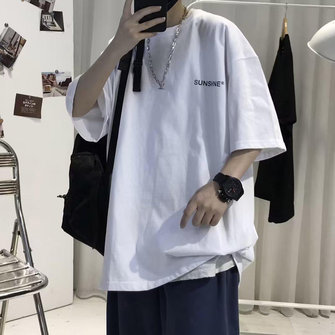 

Трендовая мужская футболка свободного покроя в американском стиле с принтом - летний топ с коротким рукавом 2XL белый