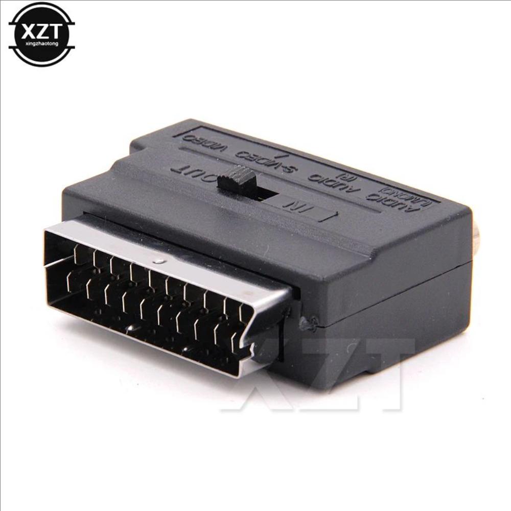 High Quality 21 Pin RGB Scart To 3 RCA S-Video AV TV Adapter RGB Scart to Composite Audio Adapter Connector Television Projector