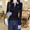 POLO Collar Checked Long-sleeved T-shirt for Women In Spring New Large Size Fat MM Slim Fit and Slim Fake Two-piece Top