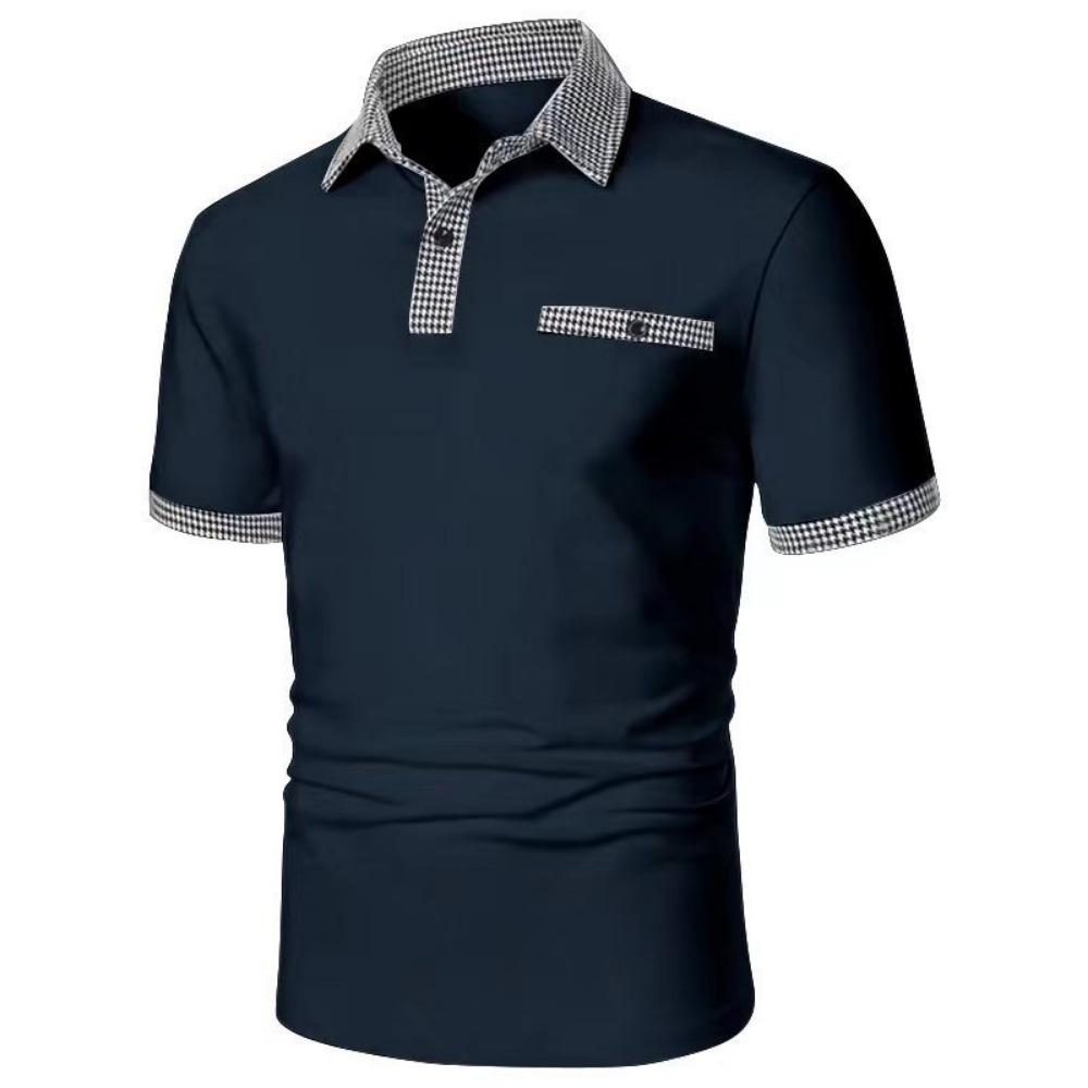 Summer Men's Short Sleeved Color Blocked Sports Polo Shirt