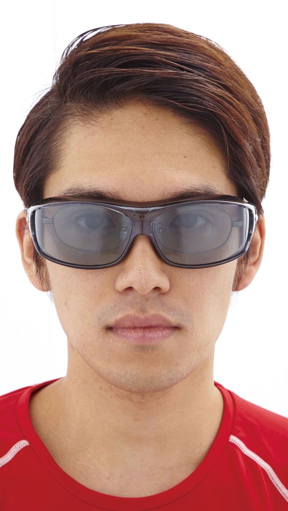 AXE Shiny Black x SG605P Over-the-Eye Sunglasses, Smoke, [Sports Goods]