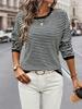 2024 Autumn Women's Striped Long Sleeve Round Neck Knit Pullover Sweater