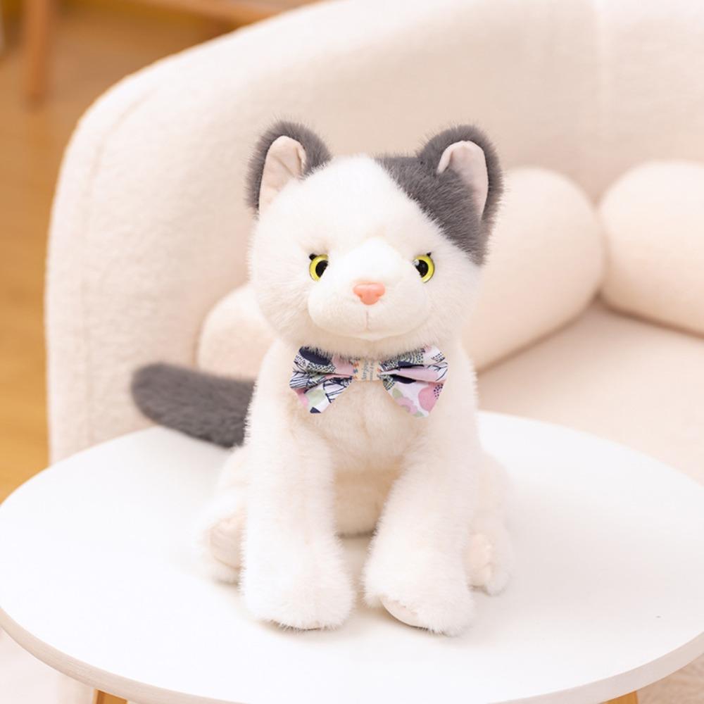 

Мягкие Реалистичные Плюшевые Игрушки Кошки ПП Хлопок Плюшевая Сумка через Плечо Кошка Вечеринки по случаю Дня Рождения Gray 25cm