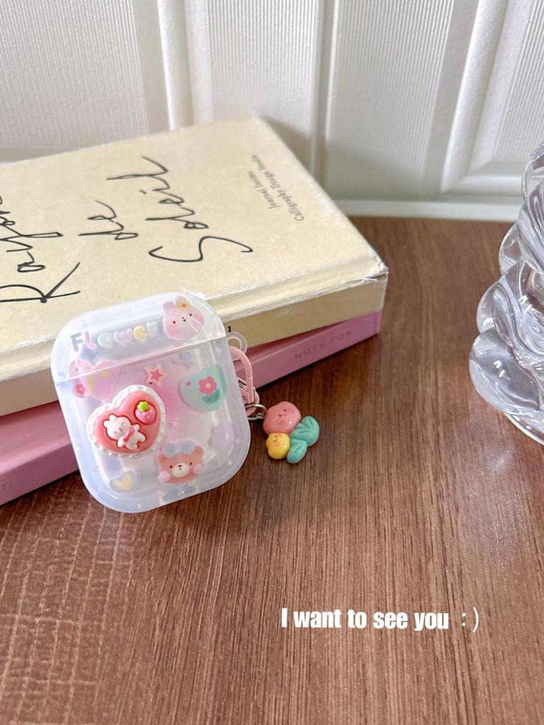 Korean Three-dimensional Flower Rabbit for AirPods 1 Protective Case Pro1 Bluetooth 1/1 Generation Earphone Case Pendant