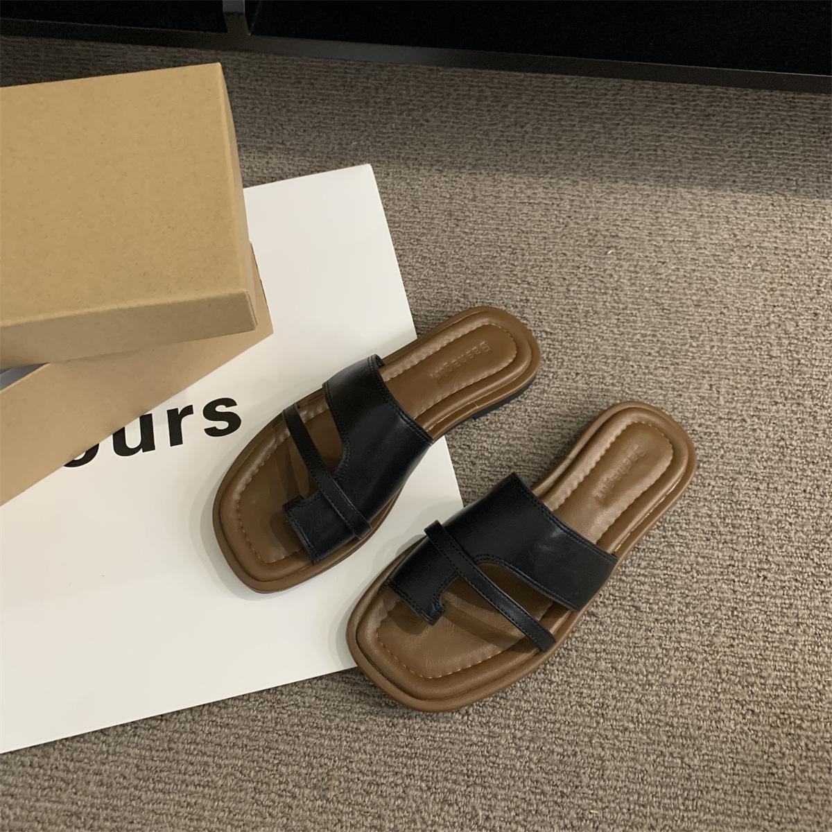 

Французские вечерние тапочки женская летняя одежда 2024 года новые сказочные ретро повседневные плоские пляжные сандалии для отдыха на море 42 чёрный