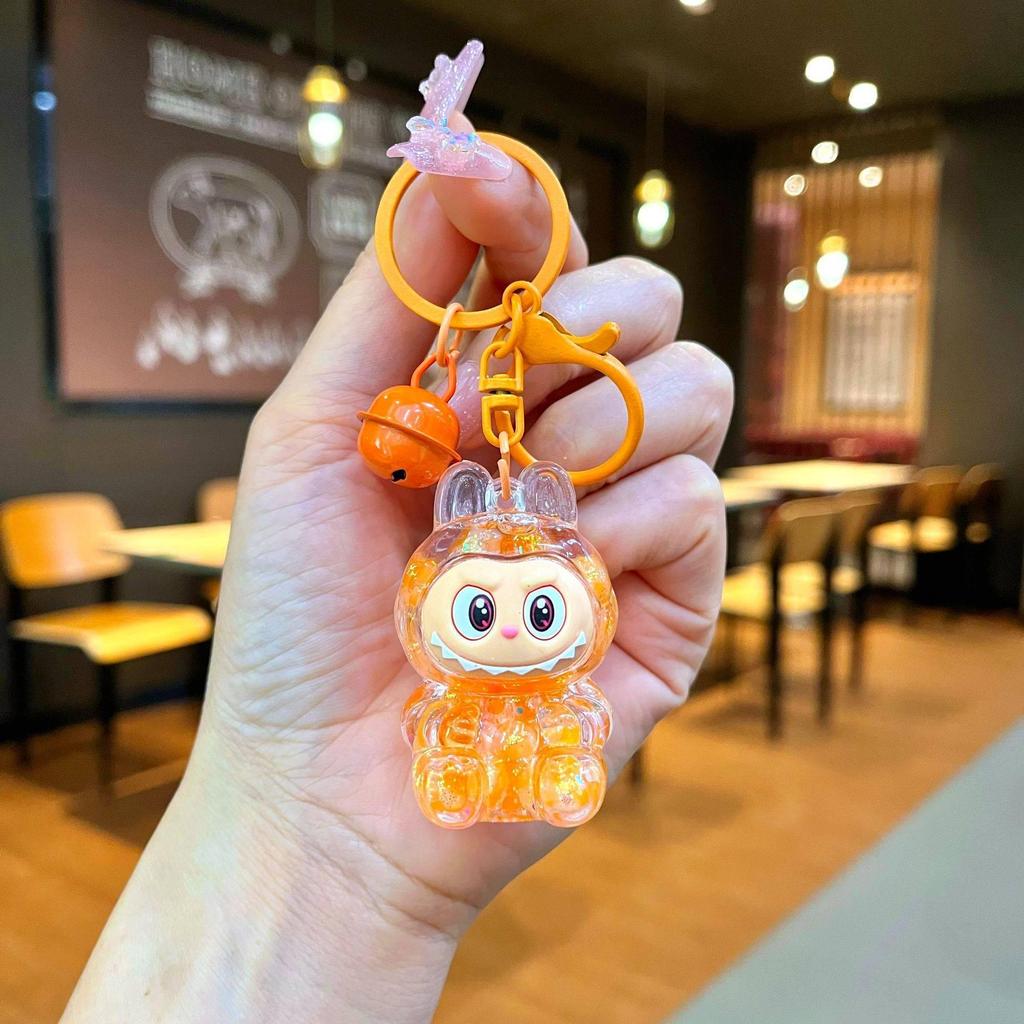 Labubu Plüschpuppe Handy-Anhänger: Niedlicher, farbenfroher, transparenter Rucksack-Anhänger-Schlüsselanhänger