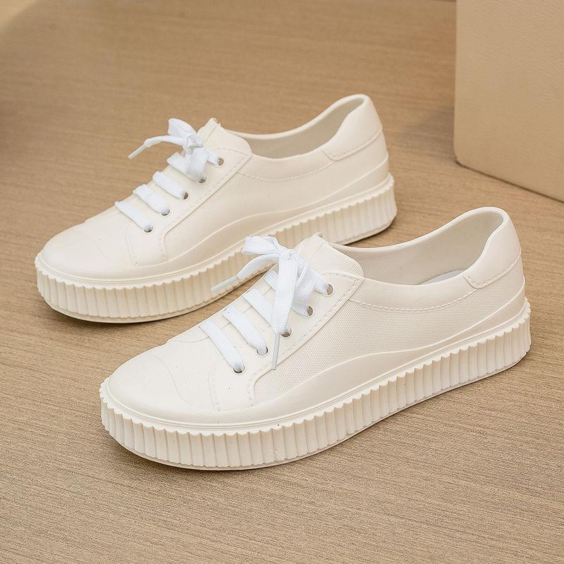 2024 Low Cut Rain Shoes Women Waterproof Overshoes Soft Slim Foot Rainy Loafers Woman Outdoor Lace Up Durable Slip On Galoshes