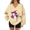 Women's V-neck Dropped Shoulder Halloween Print Sports Sweatshirt Top