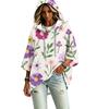 Damen Dreiviertelarm Kapuzenpullover mit Blumenprint Pullover Top Lässige Mode