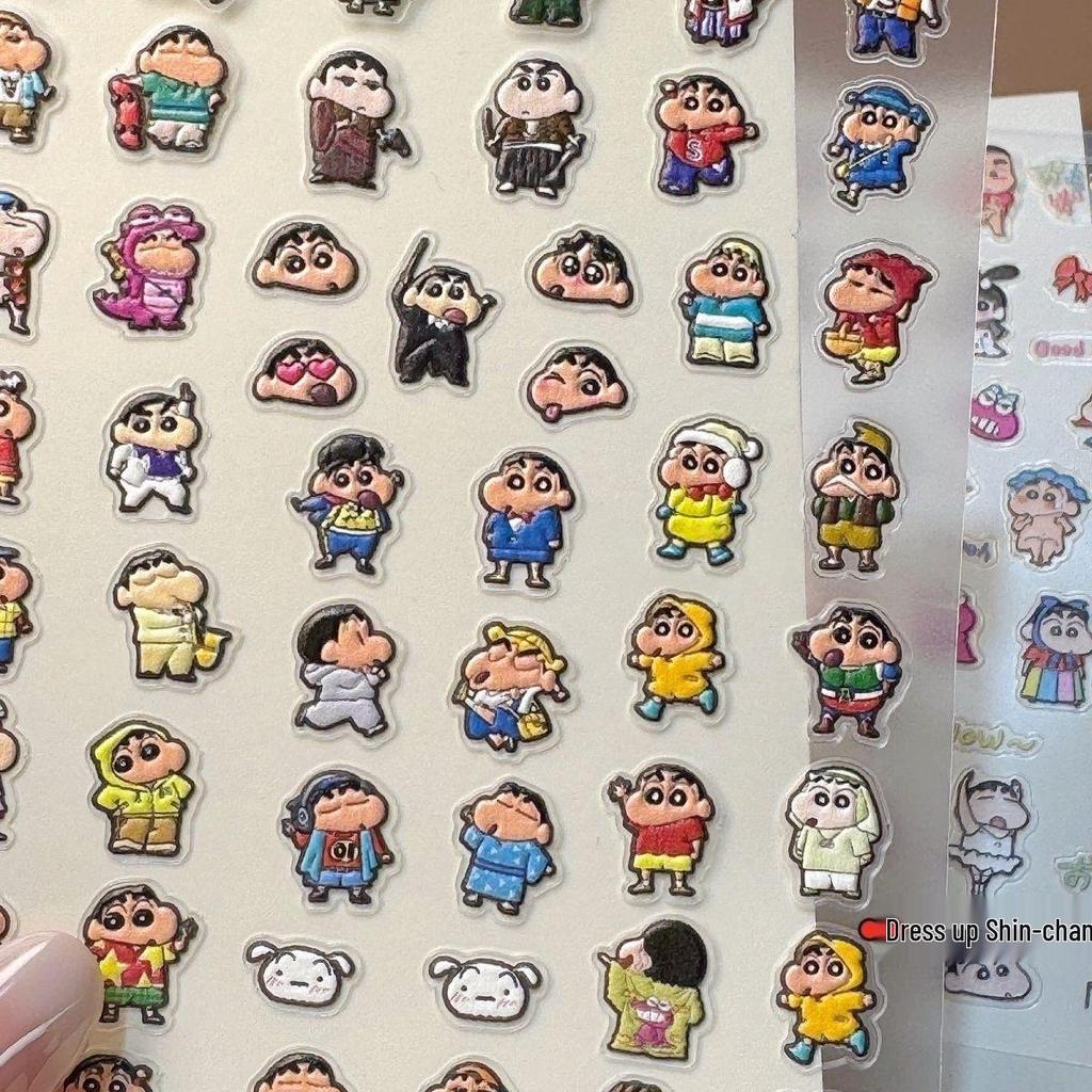 Crayon Shin-chan 3D Embossed Nail, Pen Holder, Cup, Phone & Camera Cartoon Stickers