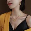 European Style Geometric Pendant Necklace for Women, 18K Gold-Plated Titanium Steel, Simple and Elegant Design.