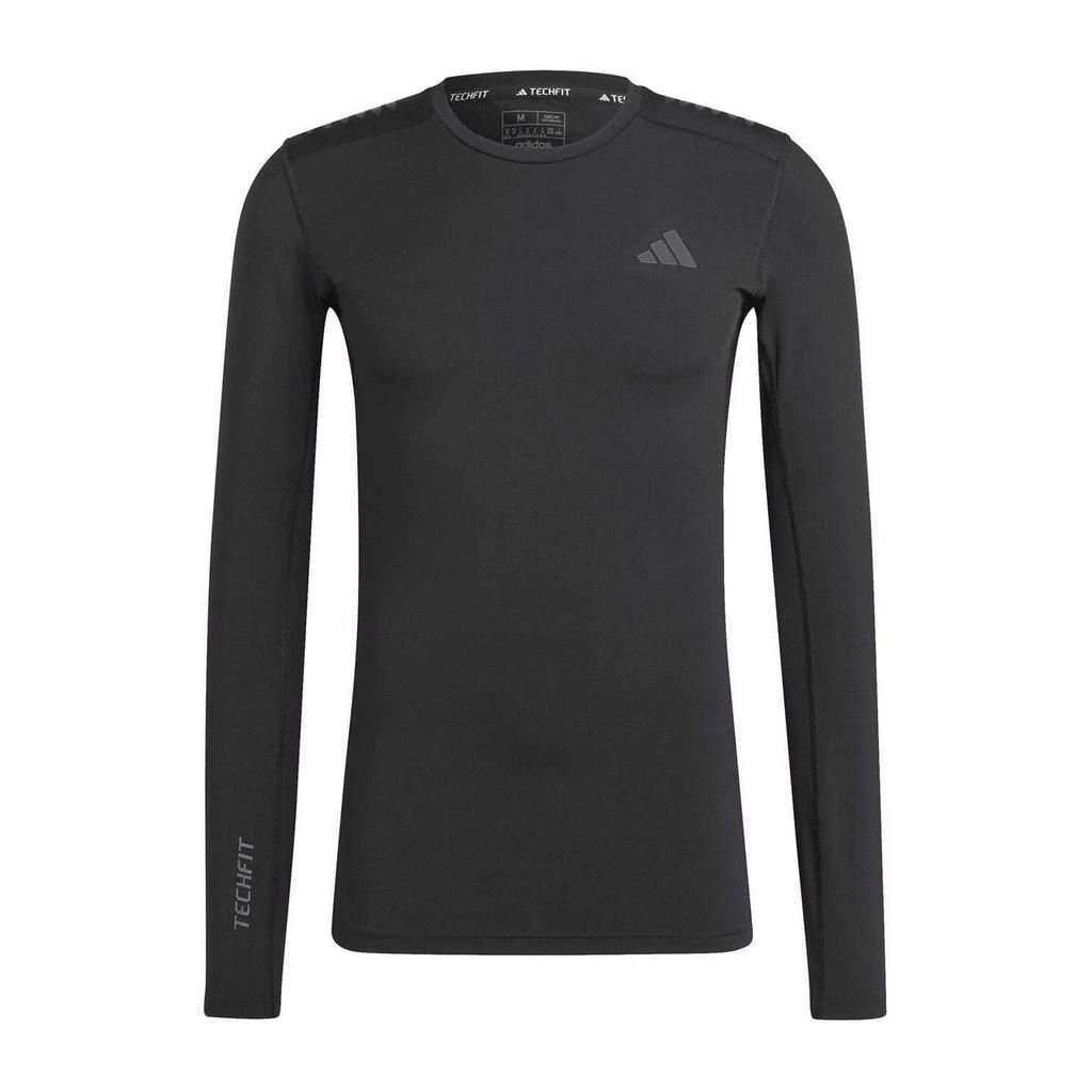 adidas Mens Techfit Tonal Logo Compression Long-Sleeved Workout T-Shirt