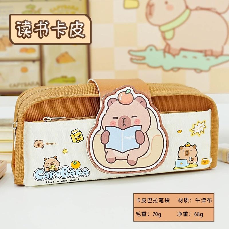 Kawaii Capybara Pencil Case Cartoon Pen Bag Large Capacity Pencil Stationery Cosmetics Pencil Pouch Storage Bag Gift