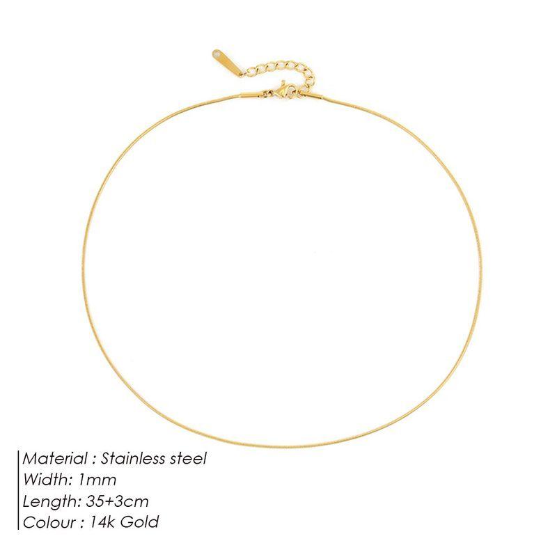 Steel Necklace Round Snake Chain for Women Simple Light Luxury Plain Chain Couple Clavicle Chain European and American Fashion Snake Bone Chain