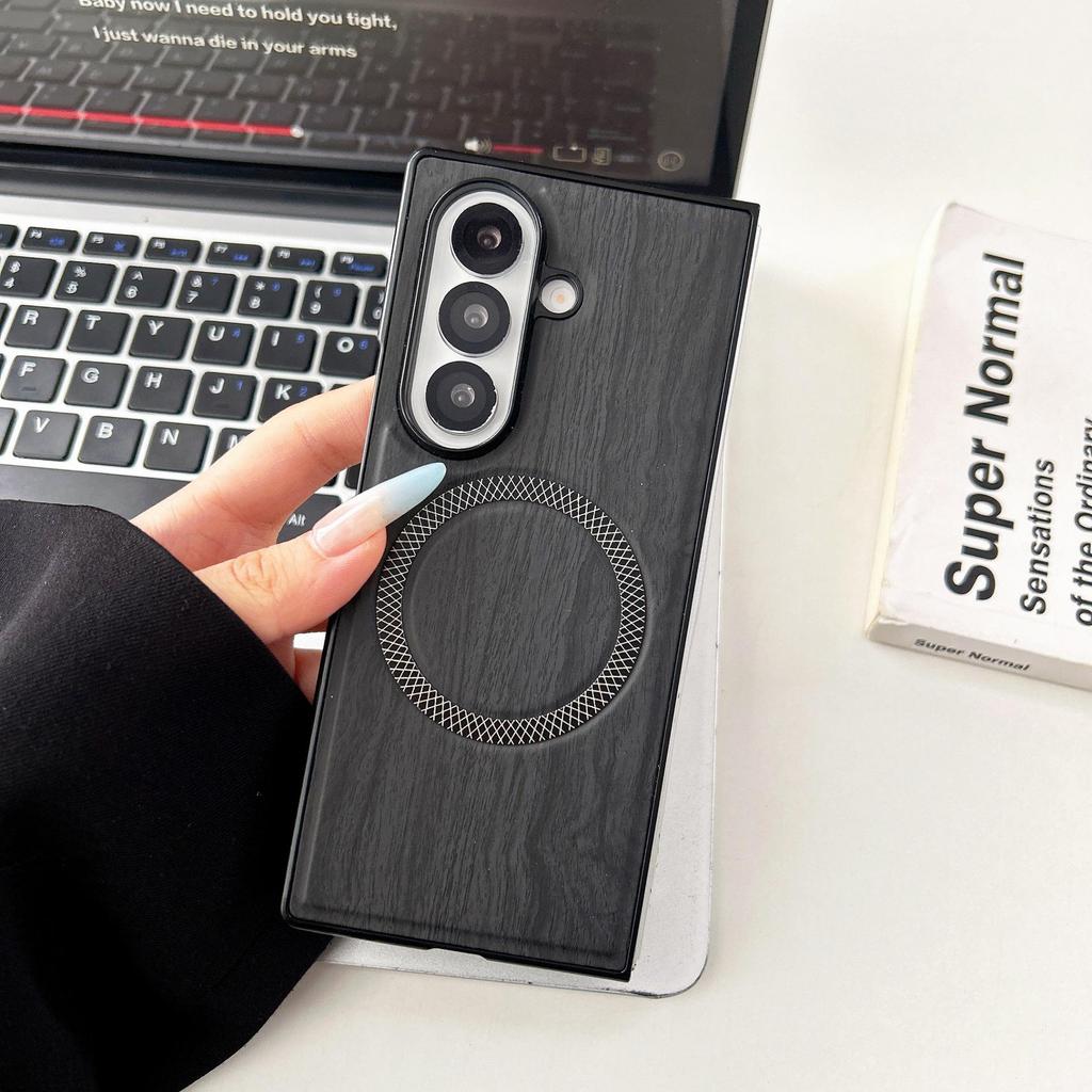 Compatible Samsung Z Fold Wood Grain Magnetic Phone Case