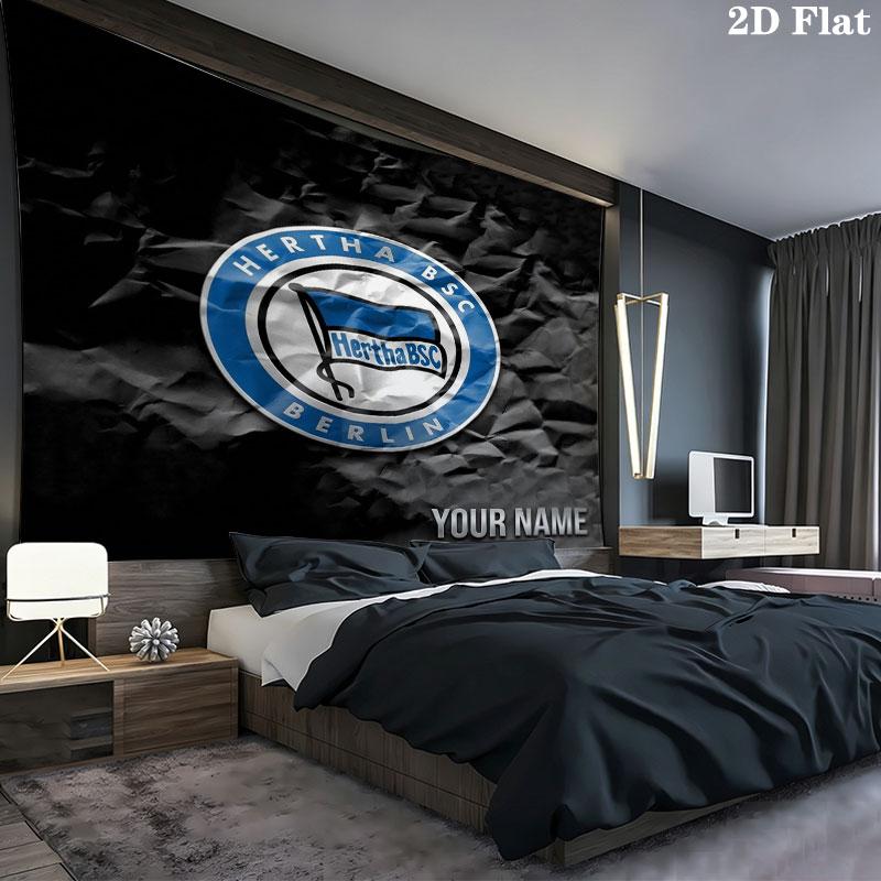 Hertha BSC Custom Name Wall Tapestry Aesthetic Wall Hanging Printed Fabric Blanket Decorative Tapestries for Bedroom Living Room Home Decor