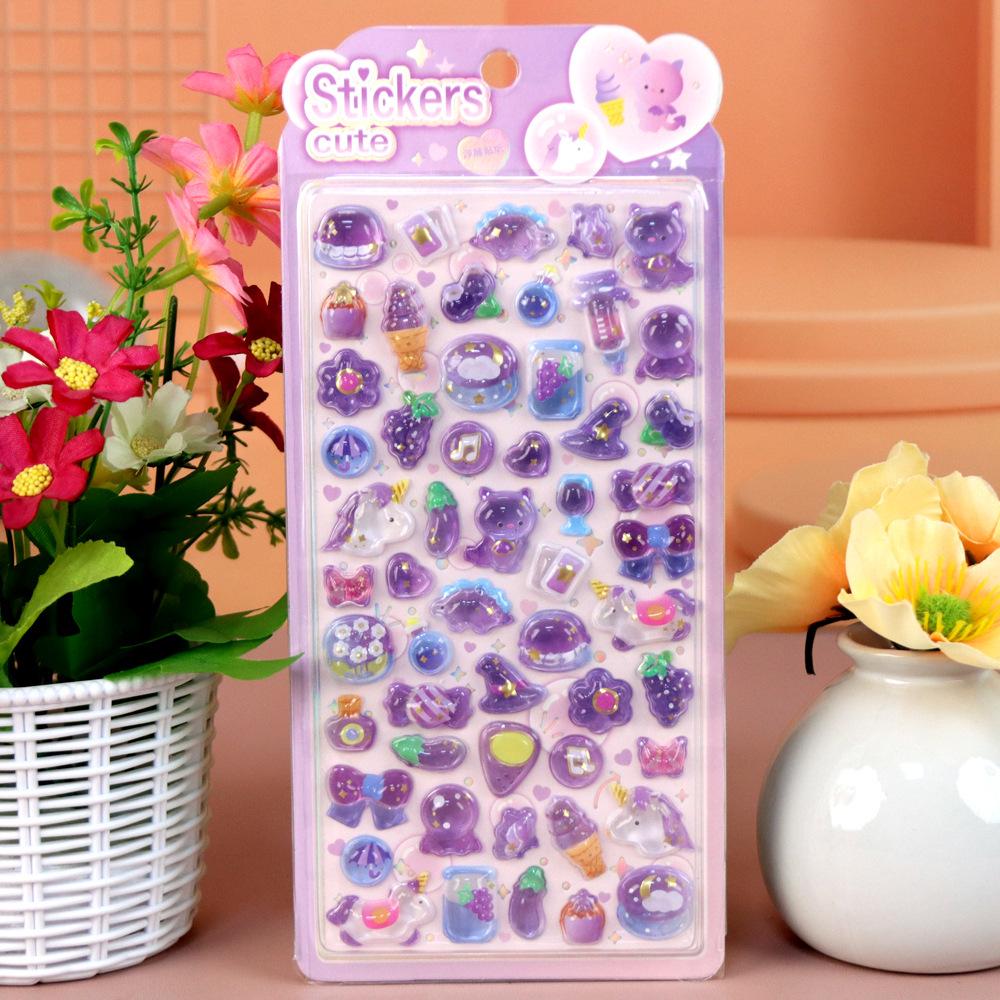 3D Cartoon Crystal Bubble Stickers for Kids - Fun and Cute Decorative Embossed Stickers Gift