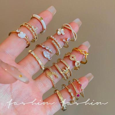 Exquisito Anillo Abierto de Zirconio Estilo Coreano para Mujer - Banda de Lujo para Pareja