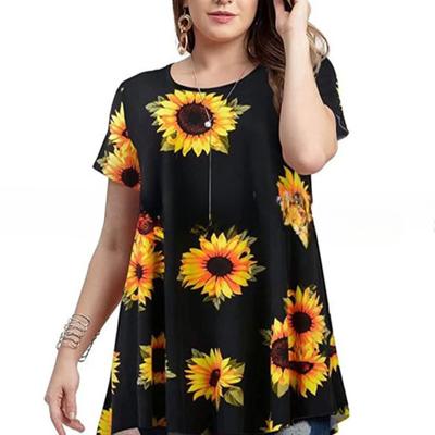 Extro Übergröße Damen T-Shirt 3D-bedruckte T-Shirts Kurzarm Tops Lockere T-Shirts