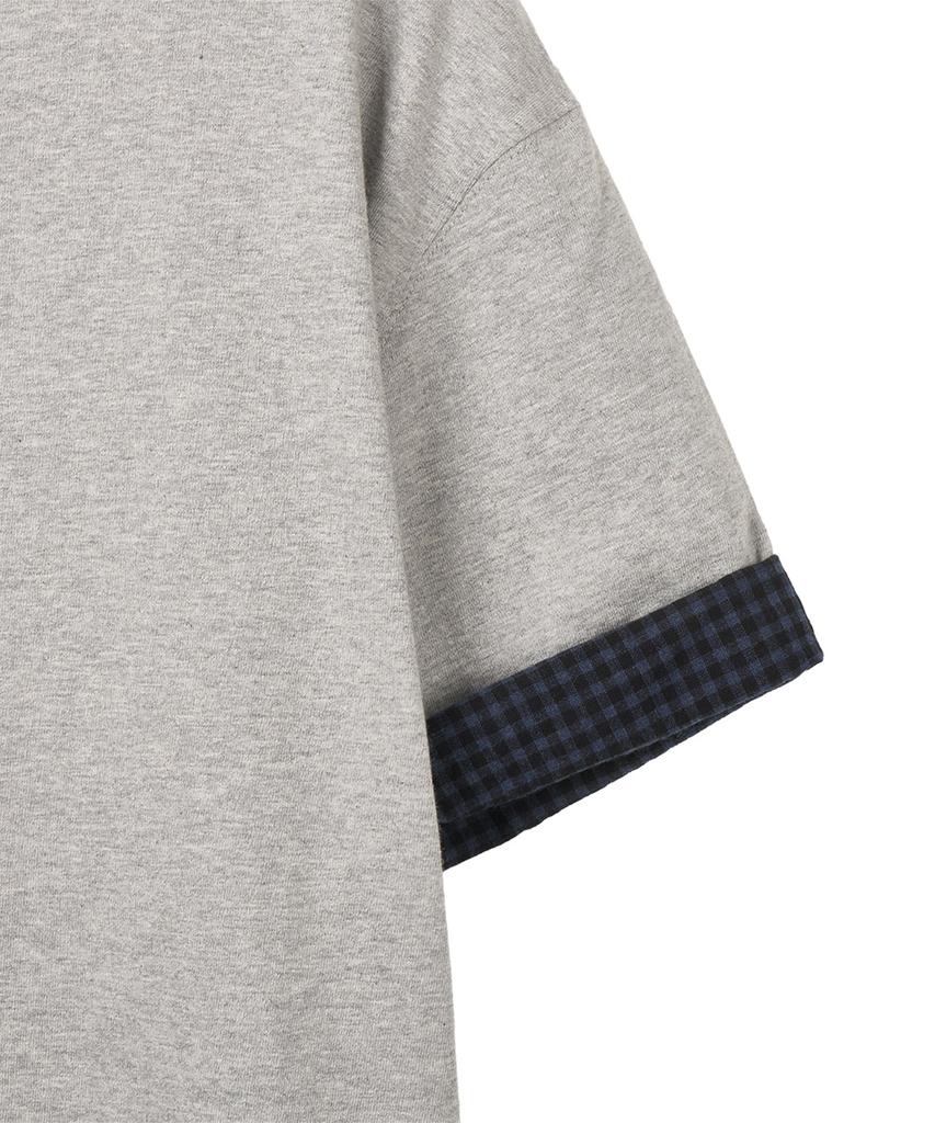 Dandel Dd Check Roll-Up Henley Neck Tee (Grey)