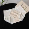 3Pcs Ultra-thin Stripe Letter Briefs Mid Waist Underwear for Women Mesh Seamless Panties  Girl