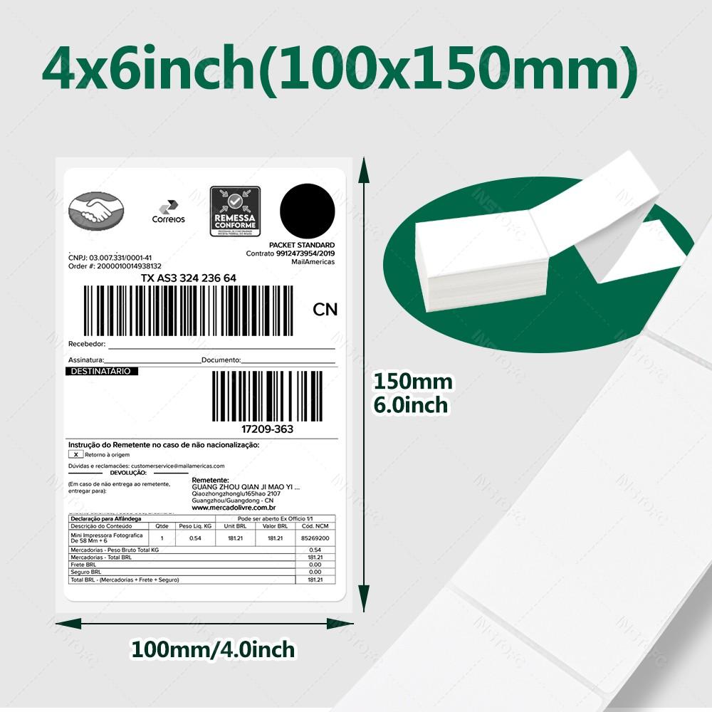 4x6 Zoll Thermodirektetiketten, 500/100 Etiketten pro Stapel, stark haftend, beständig, wasserfest, für Versandetiketten, 100x150 mm
